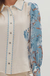 Fading Into Fall Florals Printed Detailed Button Up Blouse