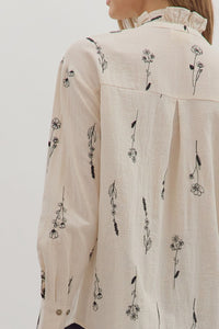 Sketch & Stems Floral Embroidered Long Sleeve Blouse
