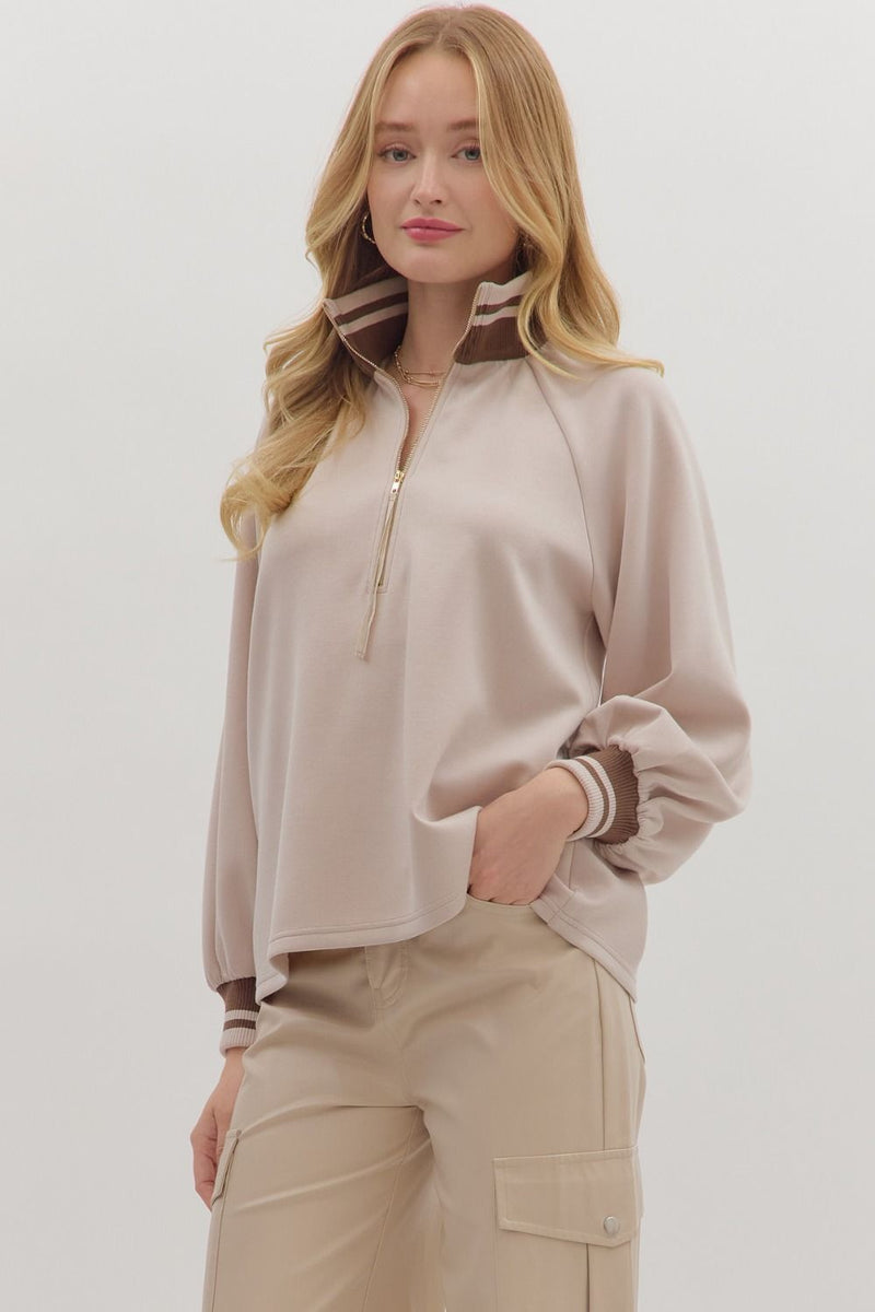Taupe Tempo Half Zip Pullover