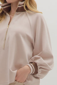 Taupe Tempo Half Zip Pullover