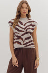 Legacy Stripes Printed Mock Neck Knit Top