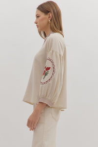 Rose Colored Glasses Embroidered Detailed Blouse