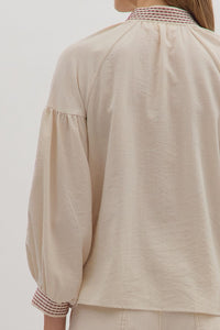 Rose Colored Glasses Embroidered Detailed Blouse