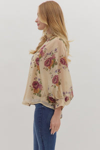 Petal Estate Floral Printed Blouse - Cream