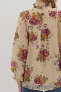 Petal Estate Floral Printed Blouse - Cream