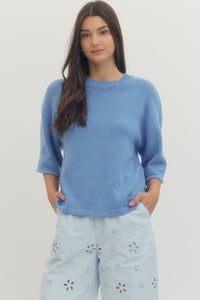 Sweetwater Knit Drop Shoulder Top- Chambray