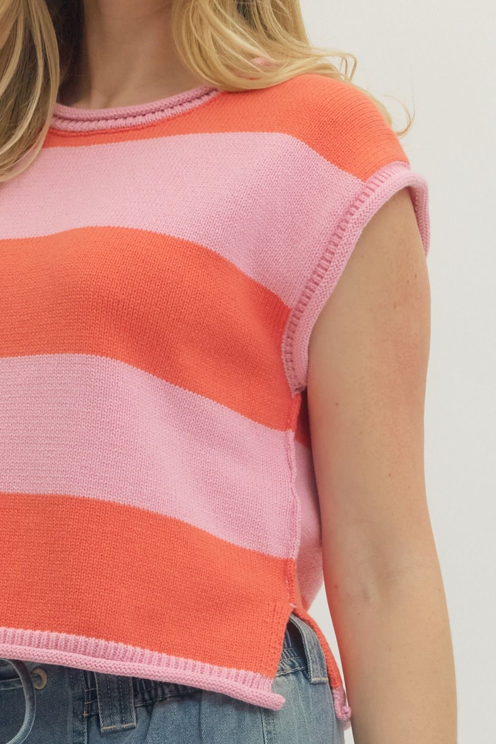 Summer Soda Striped Knit Top - Pink/Red Combo