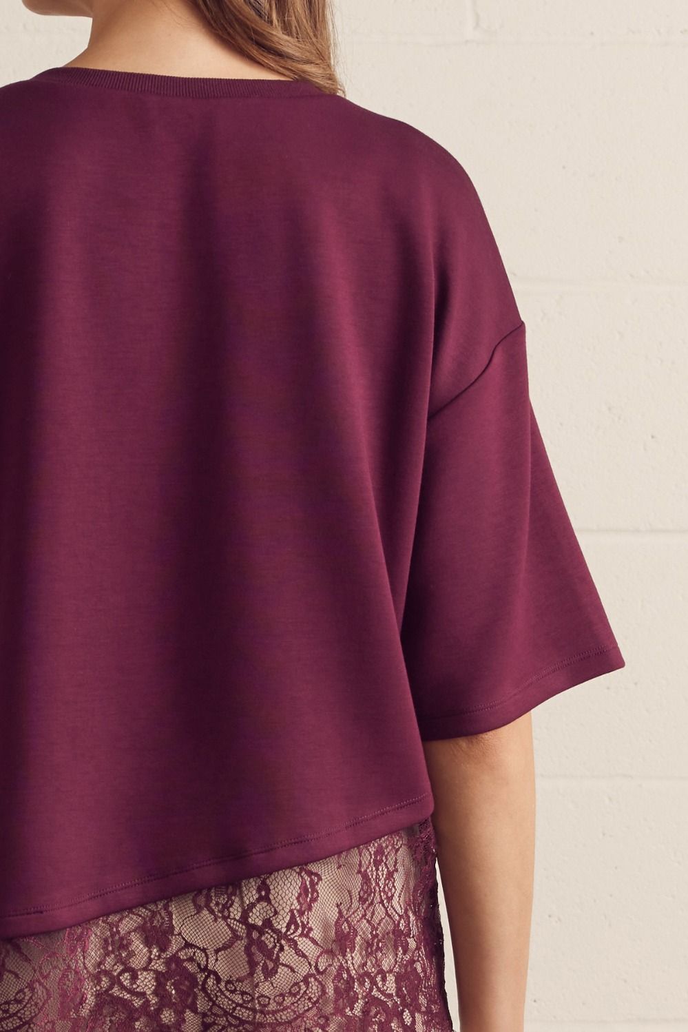 Legacy & Lace Scallop Detailed Blouse in Maroon