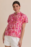 Playful In Paisley Printed Ruffle Detail Blouse