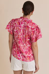 Playful In Paisley Printed Ruffle Detail Blouse