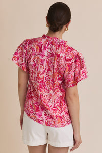 Playful In Paisley Printed Ruffle Detail Blouse