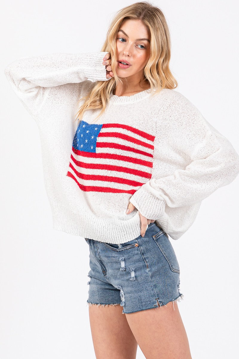 All American Knit Sweater Top - Ivory