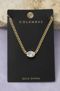 Corey CZ 14K Gold Dipped Oval Solitaire Necklace