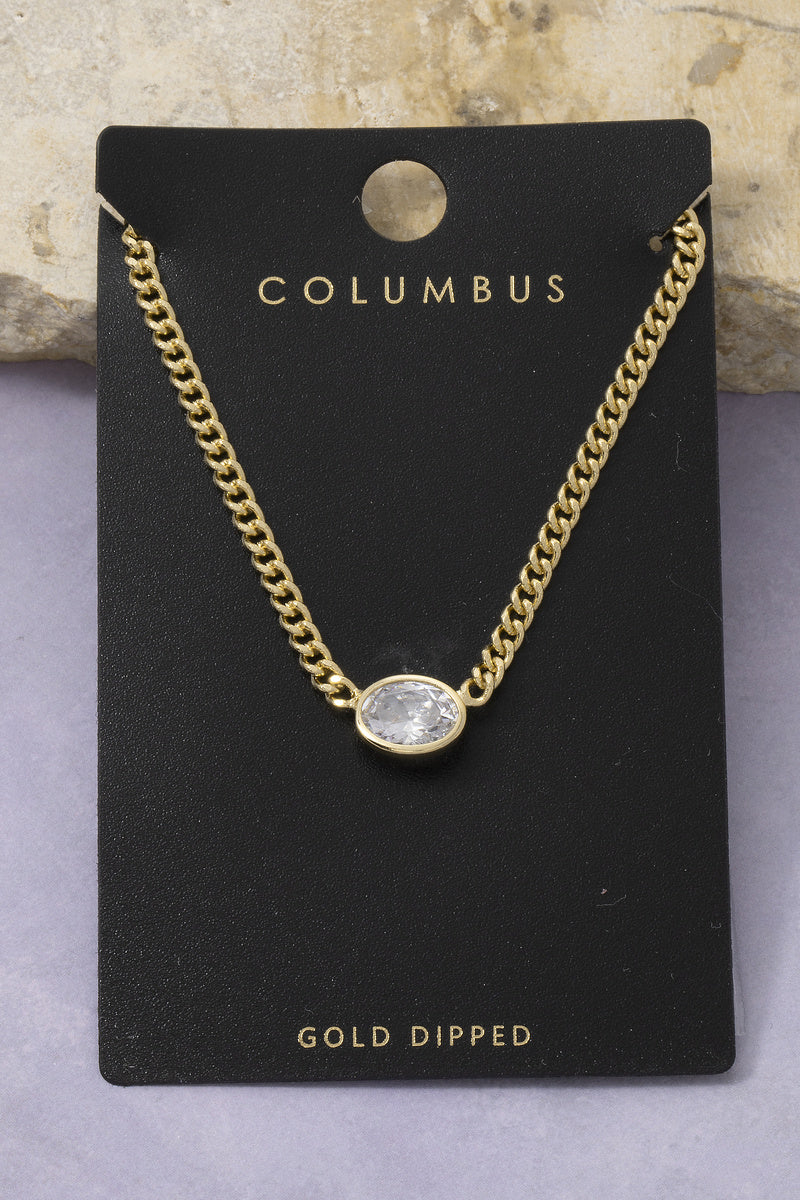 Corey CZ 14K Gold Dipped Oval Solitaire Necklace
