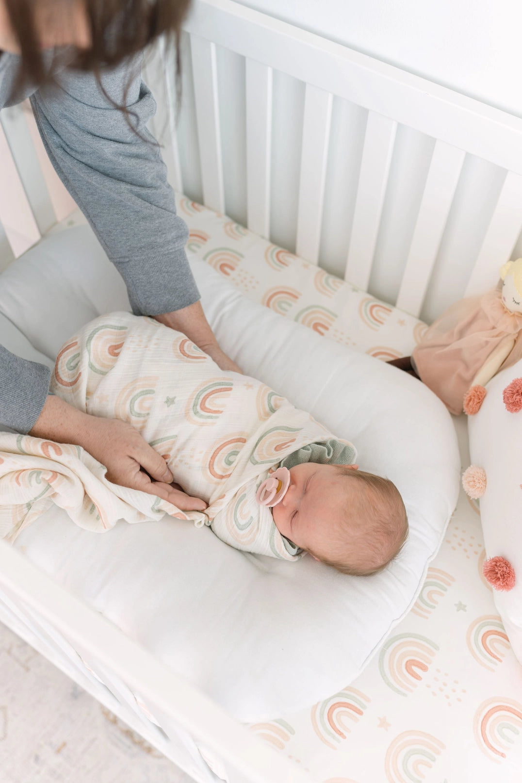 Parker Butterflies + Rainbow Cotton Muslin Set of 2 Swaddle Blankets