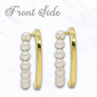 Gold Dipped Golden Pearl Duo Post Hoop Earrings