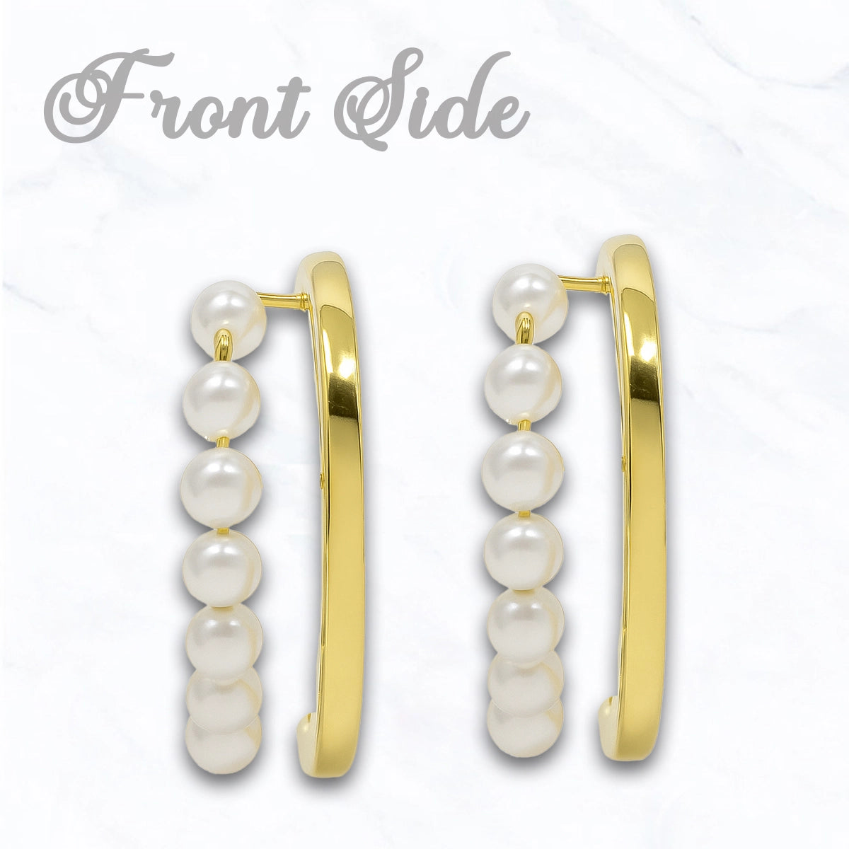 Gold Dipped Golden Pearl Duo Post Hoop Earrings