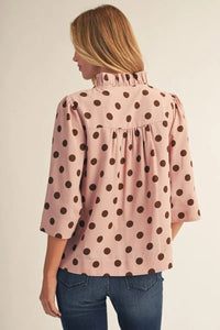 Pretty in Pink Polka Dot Print Top - Pink