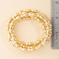 Oval Bead and Pearl Stretch Bracelets - Set of 5