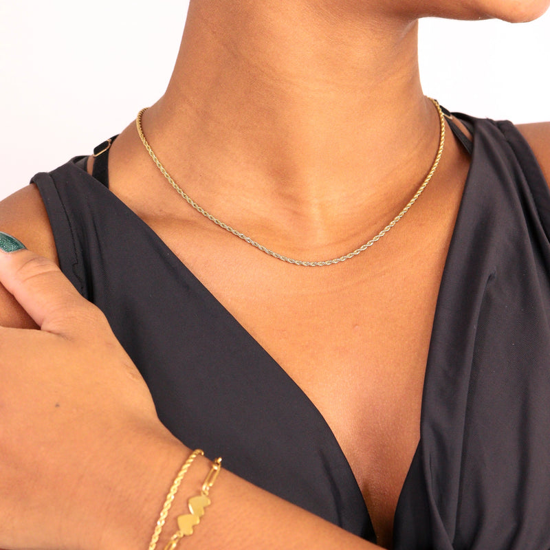 14K Gold Dipped Slim Rope Chain Necklace