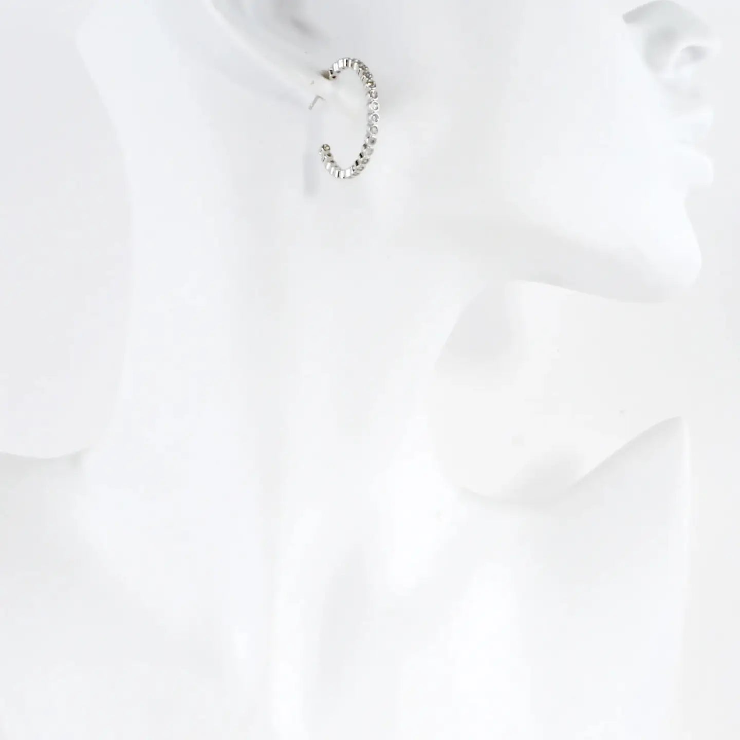 Round Silver Pave Cubic Zirconia Hoop Earrings