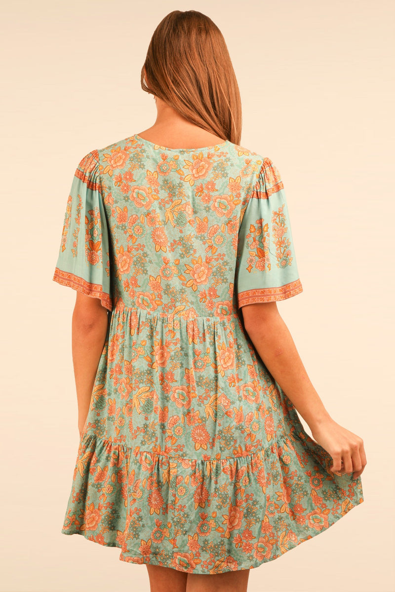 Meet me on The Coast Button Down Mini Dress - Blue Mix