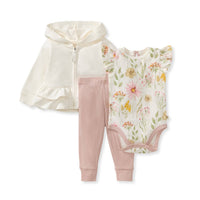 Children's : Girls 'Wild Floral' Jacket + Bodysuit + Bottoms 3-Piece OUTFIT SET