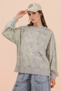 Incognito Cozy Camo Oversized Pullover - Olive Mix