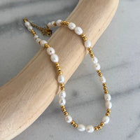 Allison Water Resistant Gold Beaded Pearl Necklace