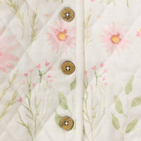 Girls Quilted Floral Print Button Up Jacket