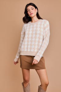 Manhattan Houndstooth Taupe Sweater