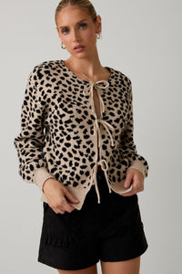 Spot On Animal Print Tie Cardigan