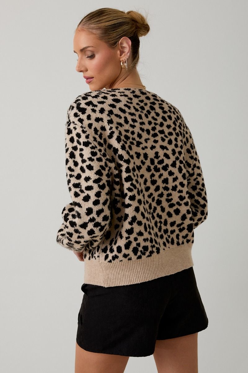 Spot On Animal Print Tie Cardigan