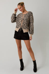 Spot On Animal Print Tie Cardigan