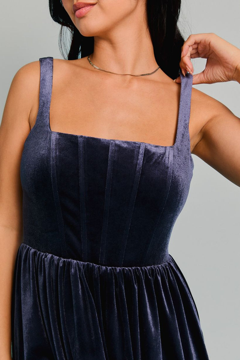 Manhattan at Midnight Velvet Bubble Dress