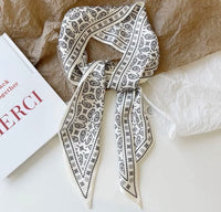 Ivory Satin Paisley Print Twilly Scarf