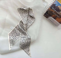 Ivory Satin Paisley Print Twilly Scarf