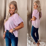 Ellison Pleated Sleeve Blouse- Lavender
