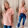 Summer Sunset Tiered Babydoll Silk Top- Peach