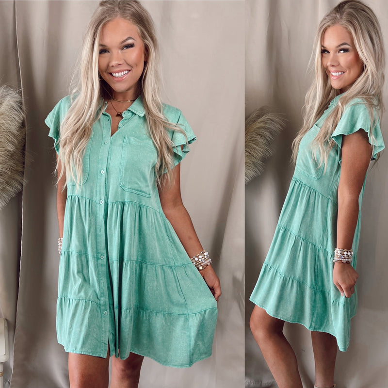 Palm Beach Denim Dress - Kelly Green