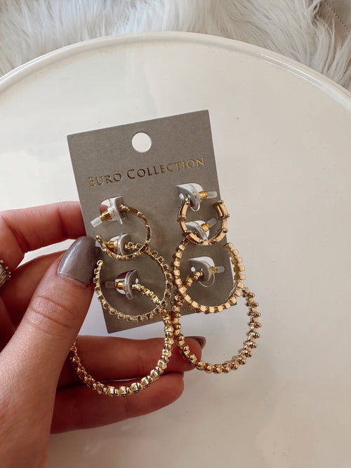 Asst Set Of 3 Earrings