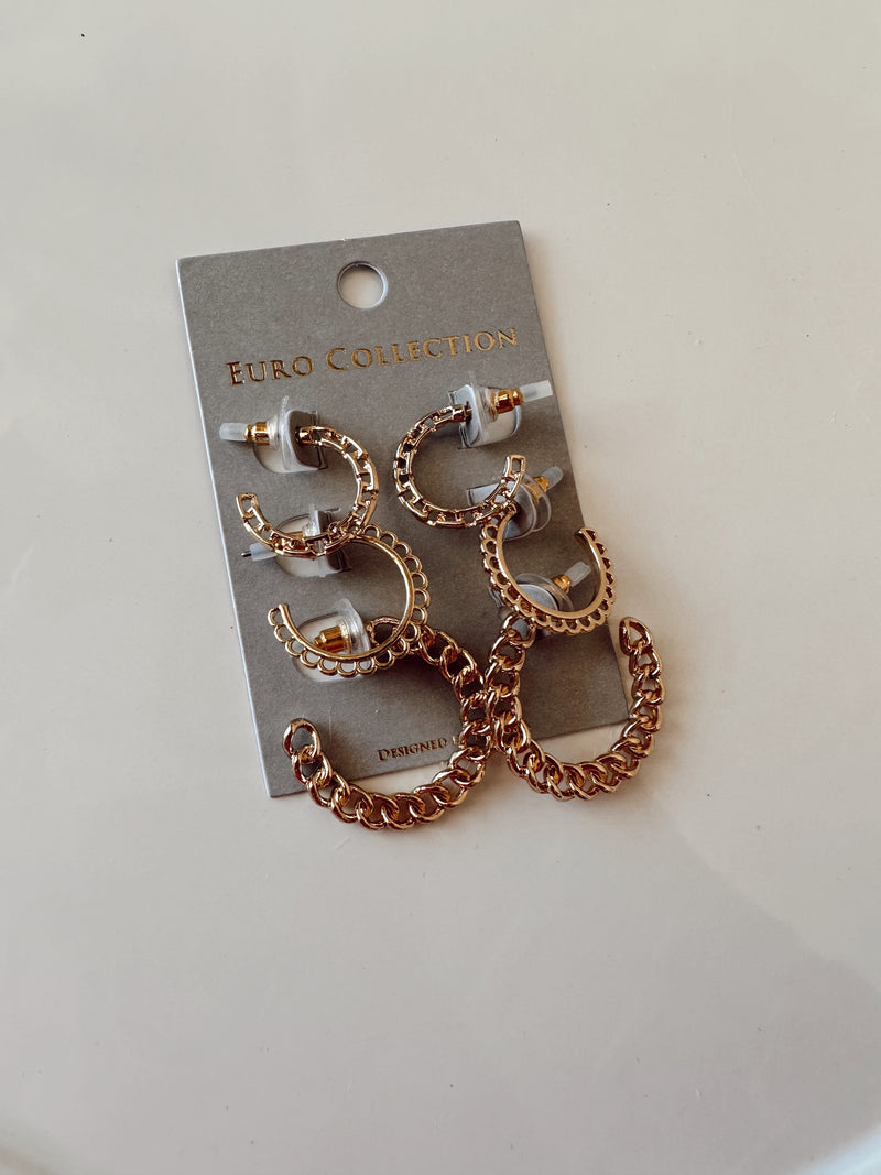 Asst Set Of 3 Earrings