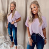 Ellison Pleated Sleeve Blouse- Lavender