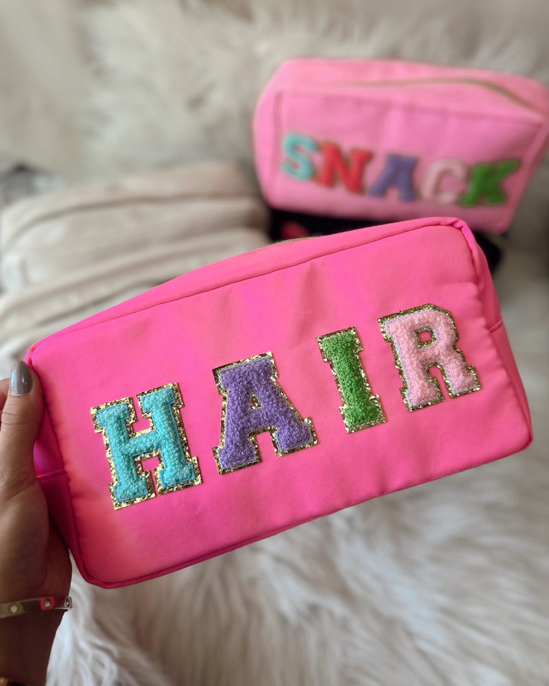 Asst Glam Nylon Patch Pouch