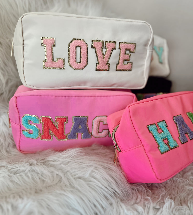 Asst Glam Nylon Patch Pouch