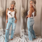Jax Distressed Wide Leg Jeans