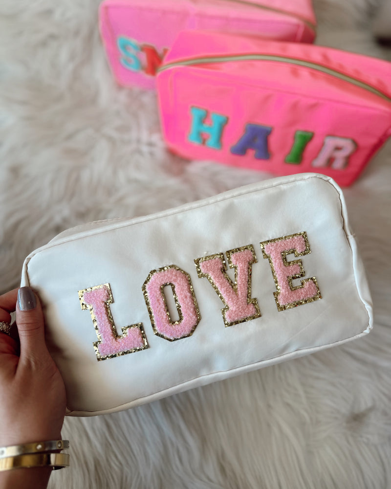 Asst Glam Nylon Patch Pouch