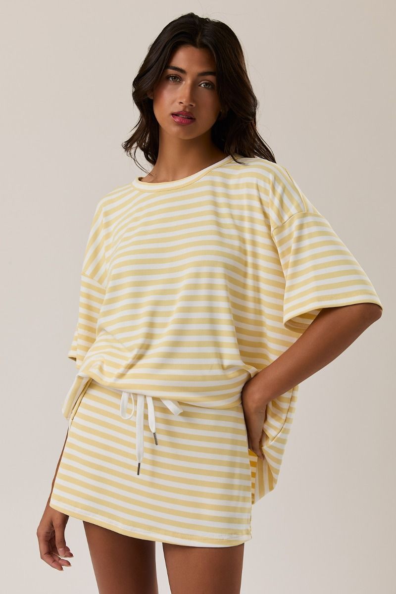 Lemon Drop Oversized Striped Super Soft Top