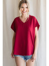 Jules V-Neck Top - Ruby