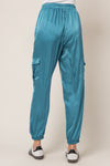 Upscale Satin Cargo Pants - Teal